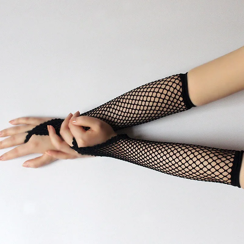 Новые черные женские длинные ажурные перчатки - Фотография_3