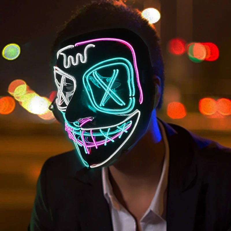 Хэллоуин неоновая светодиодная маска purge - Фотография_3