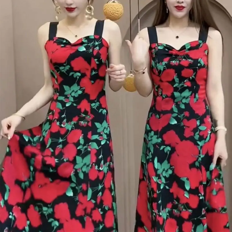 Женское винтажное платье миди без рукавов - Фотография_5