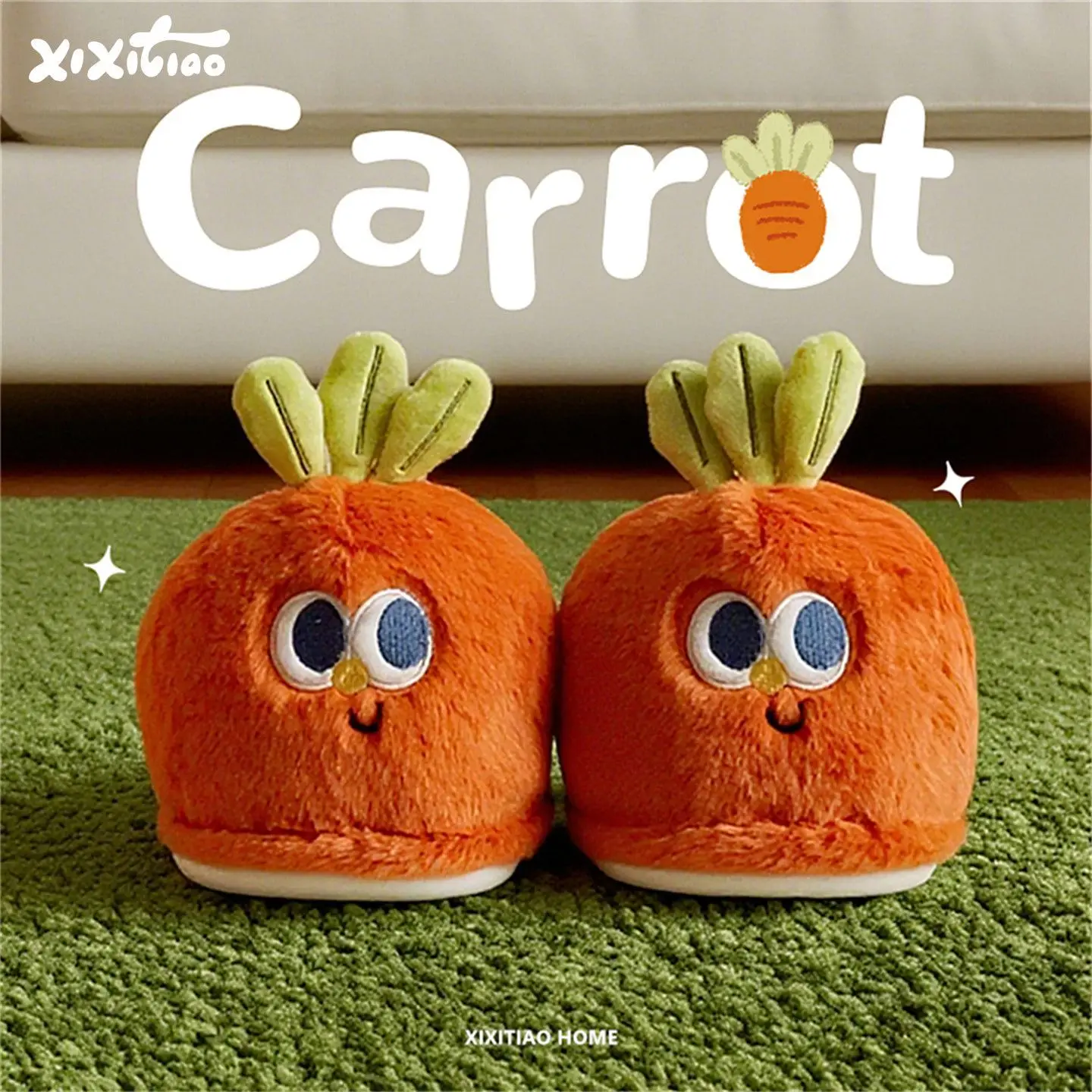 Дизайнерские меховые тапочки с морковью - Фотография_2