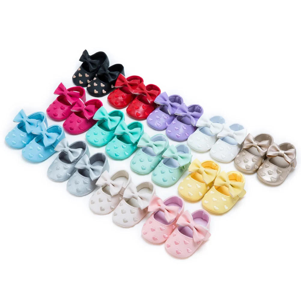 1 пара детских туфель с вышивкой в виде сердца для девочек