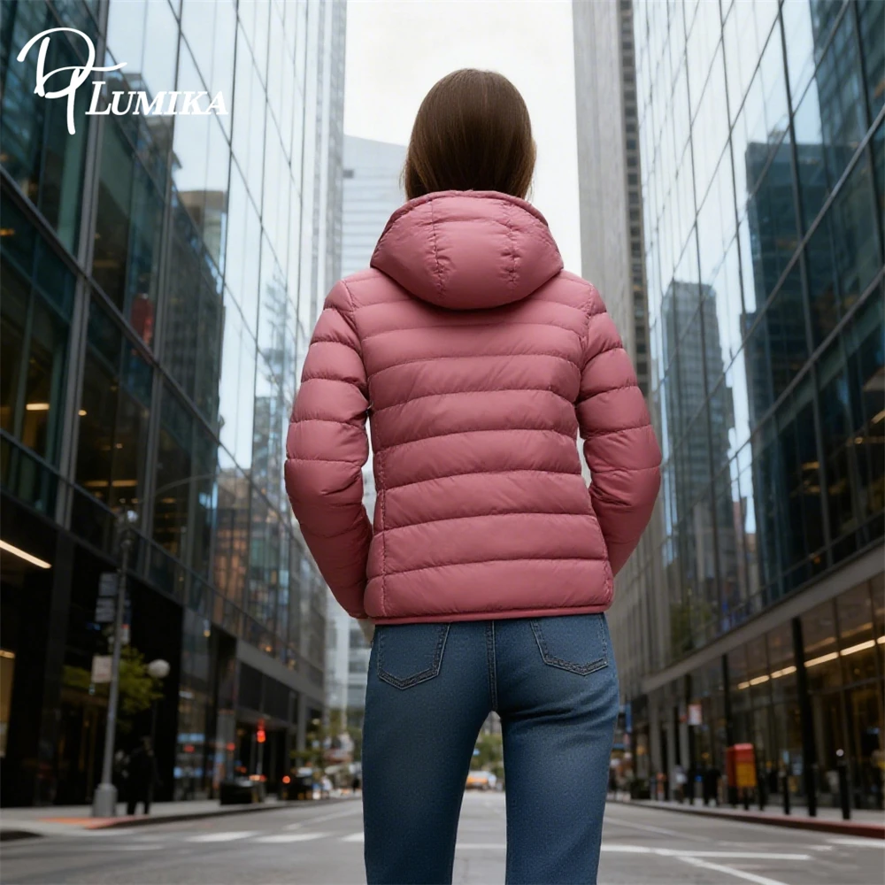 Dtlumika s-8xl женский пуховик 2025 легкая короткая куртка с капюшоном - Фотография_2