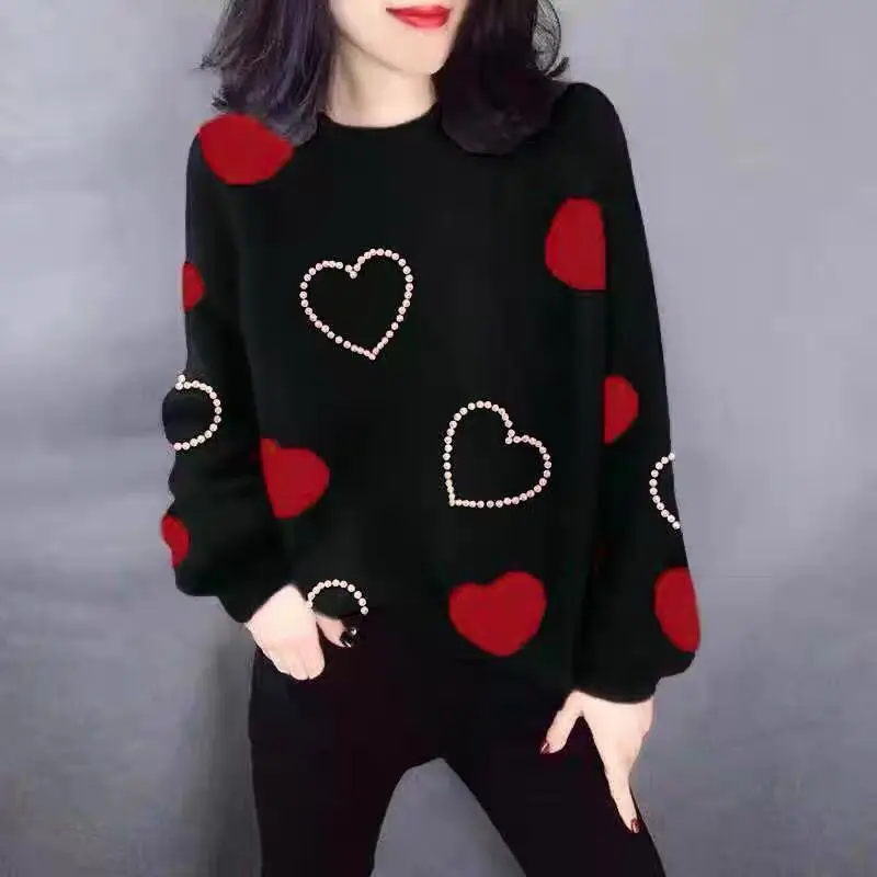 Элегантные модные свитера с круглым вырезом с принтом love
