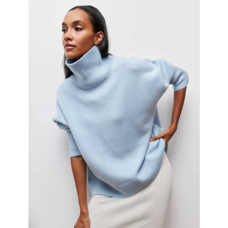 Оригинальный легкий роскошный вязаный свитер с круглым вырезом