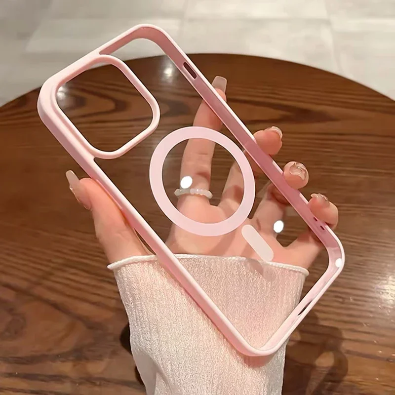 Новый розовый прозрачный акриловый чехол для iphone 16 - Фотография_5