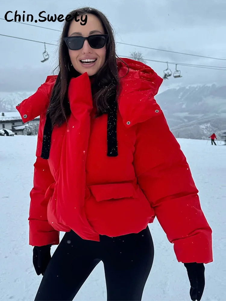 Теплые женские хлопковые стеганые пальто с капюшоном - Фотография_5