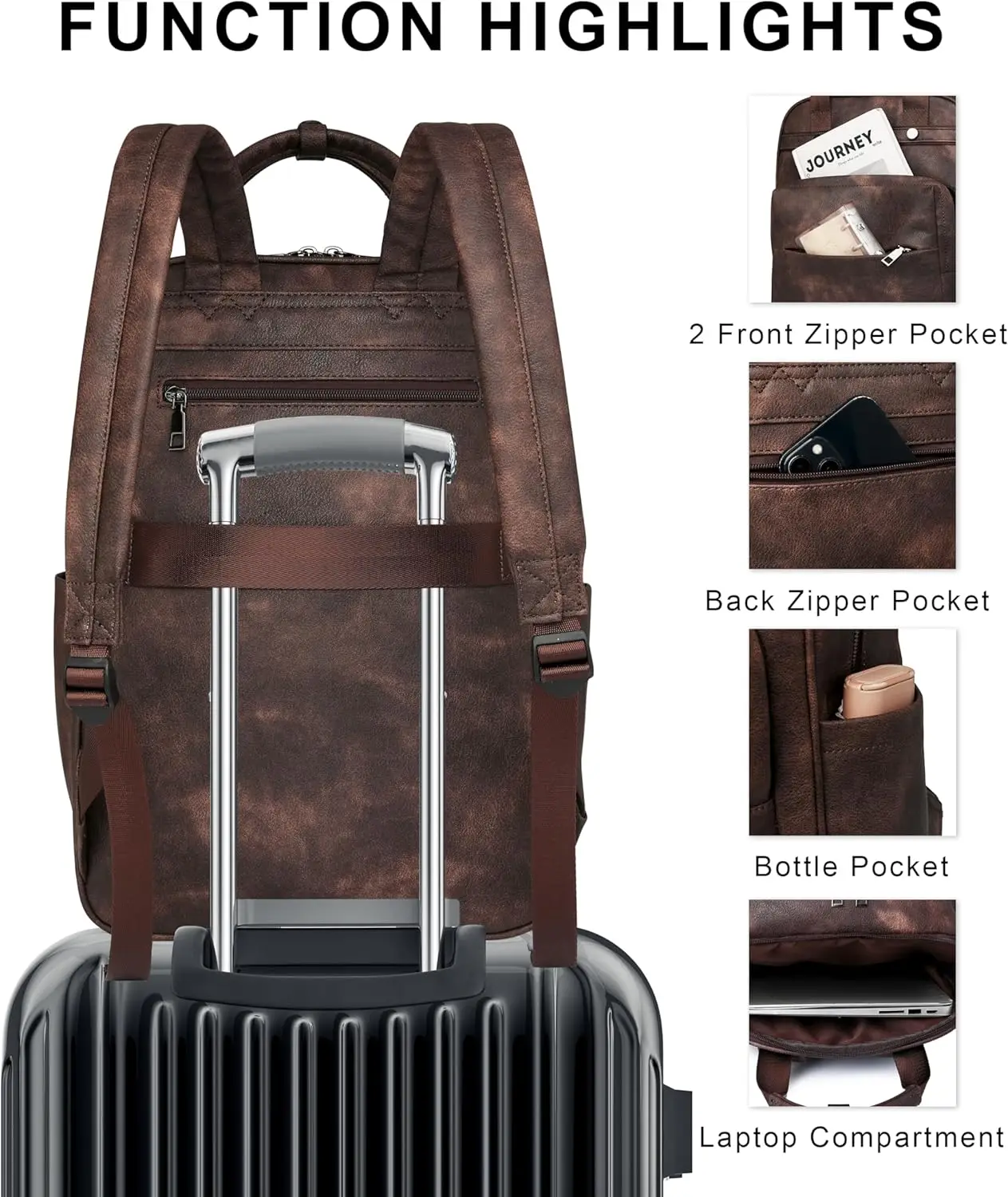 Кожаный рюкзак для ноутбука для женщин - Фотография_5