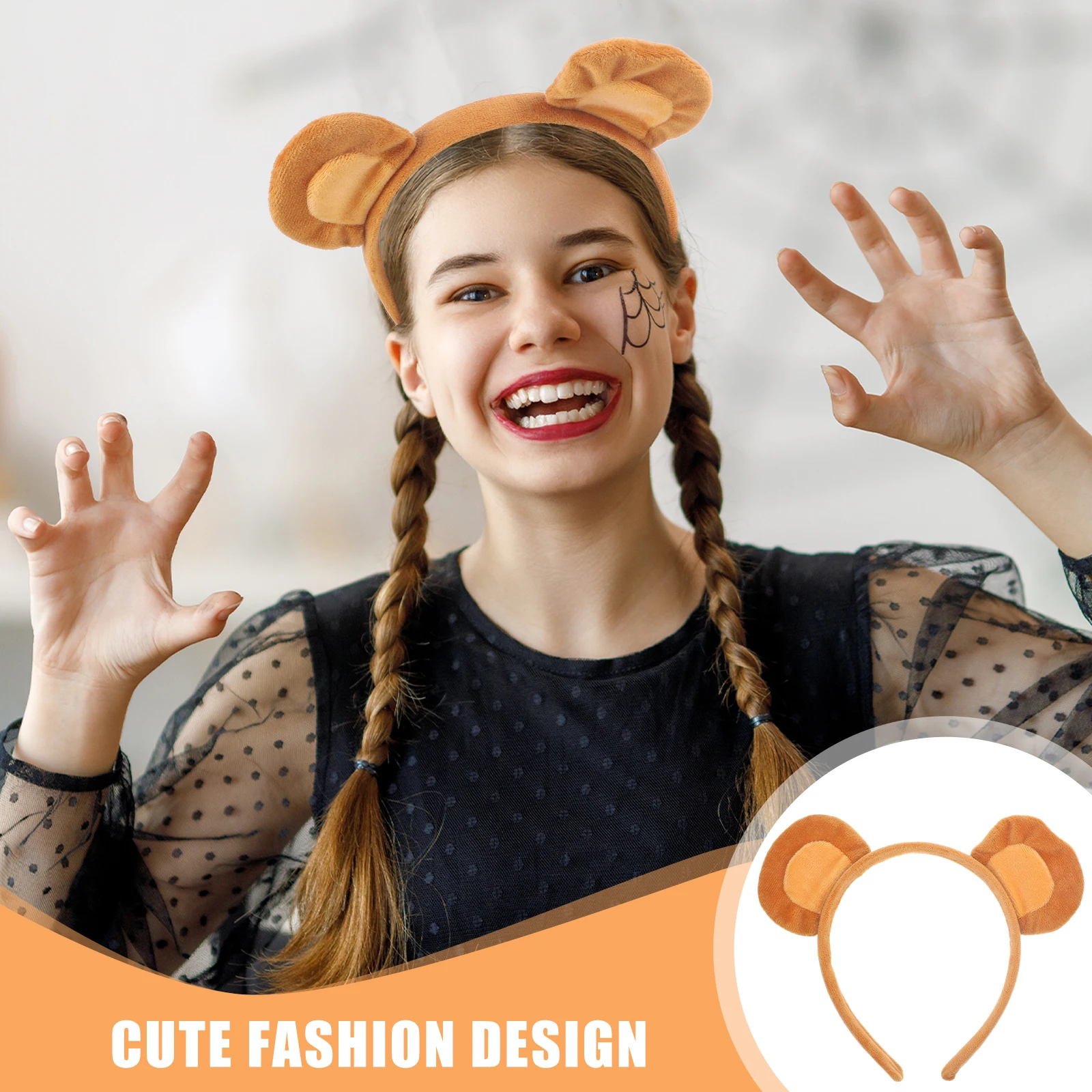 Уши обезьяны, мелкий коричневый праздничный головной убор - Фотография_2