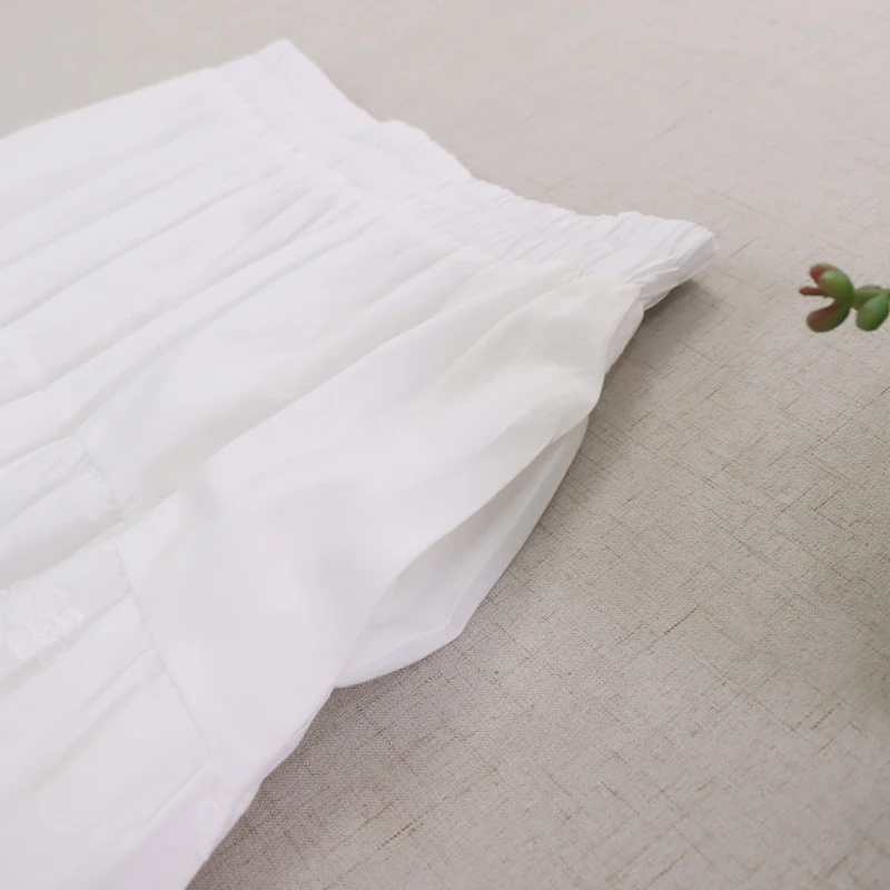 Японская однотонная юбка из 100% хлопка с вышивкой для девочек - Фотография_4