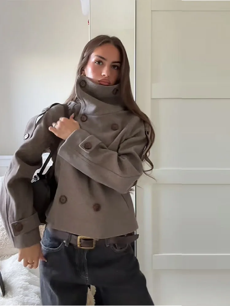 Шерстяная темно-синяя куртка женская - Фотография_6