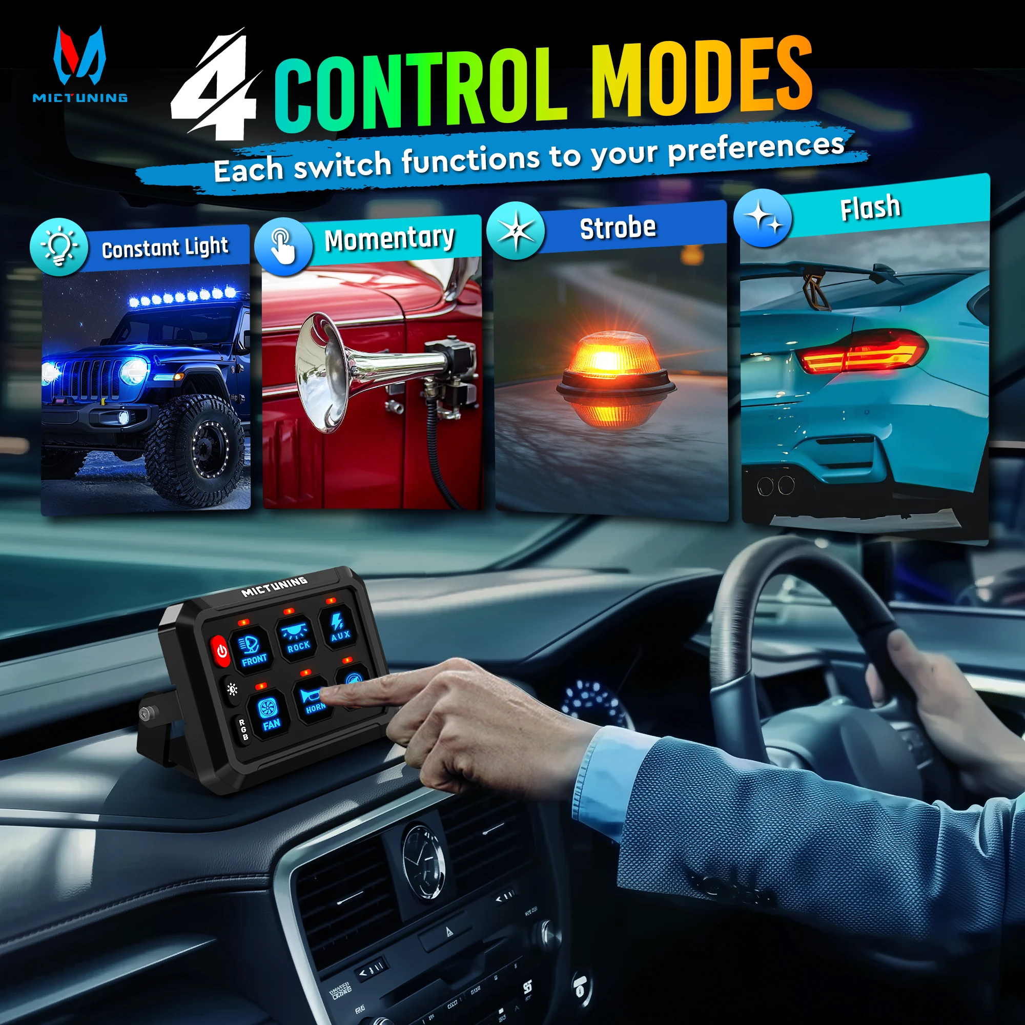 Универсальная 6-местная rgb-панель переключателей mictuning p1s-r - Фотография_2