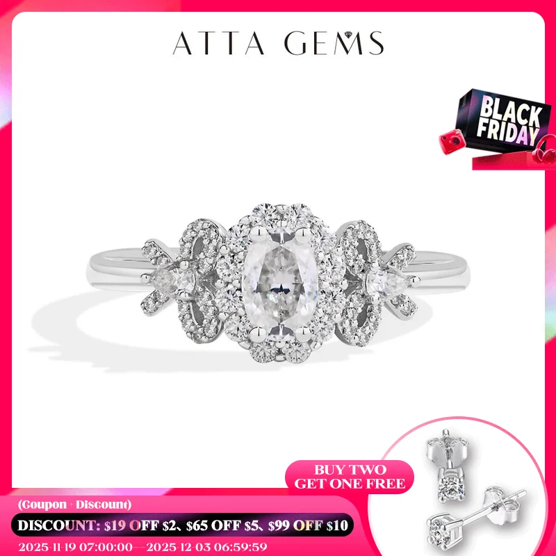 Attagems роскошные кольца с муассанитом овальной огранки