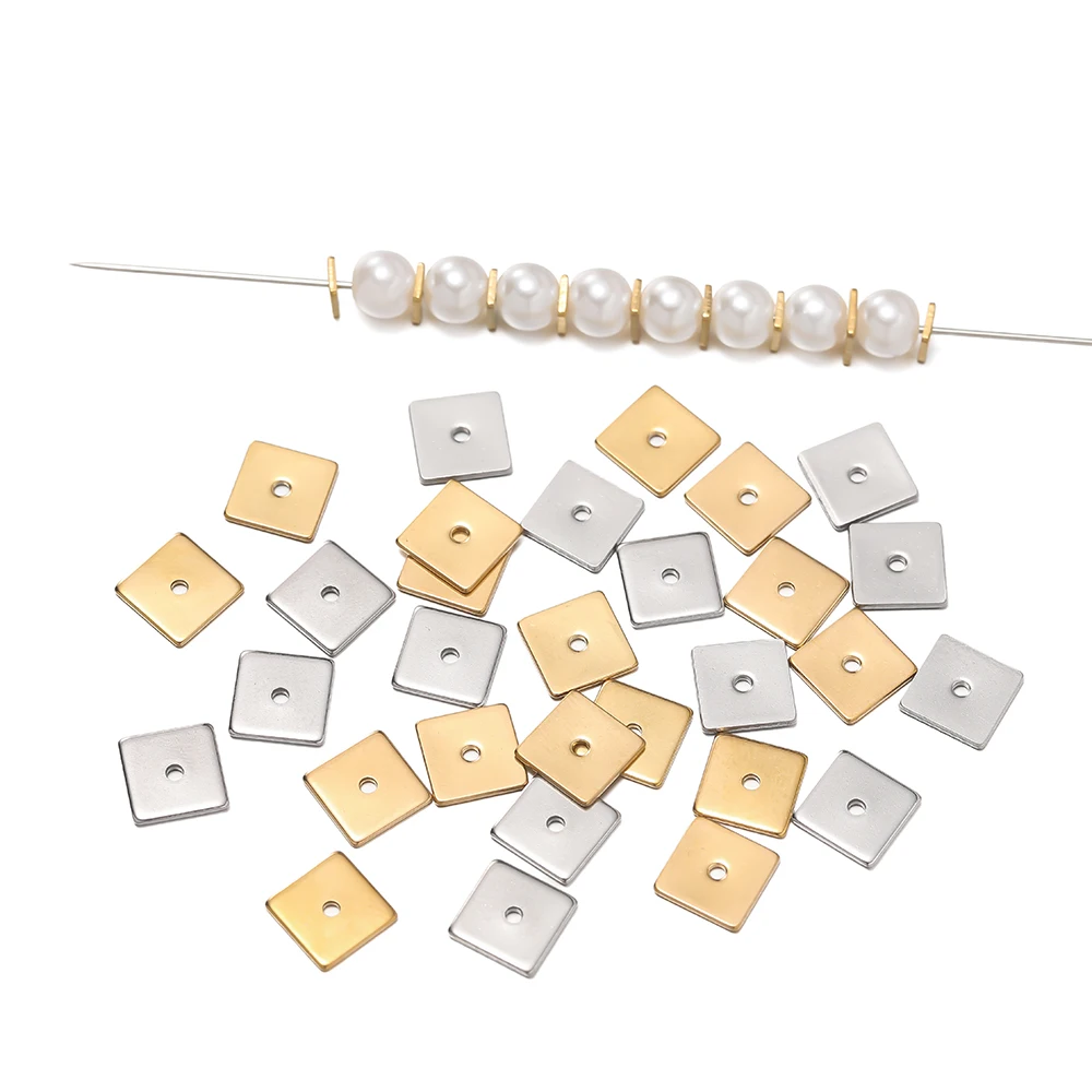 Плоские квадратные разделительные бусины из нержавеющей стали