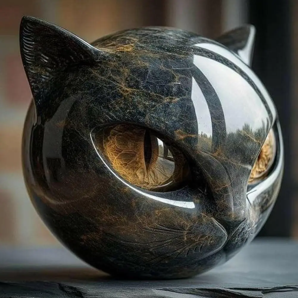 Роскошная скульптура из смолы черного кота - Фотография_6