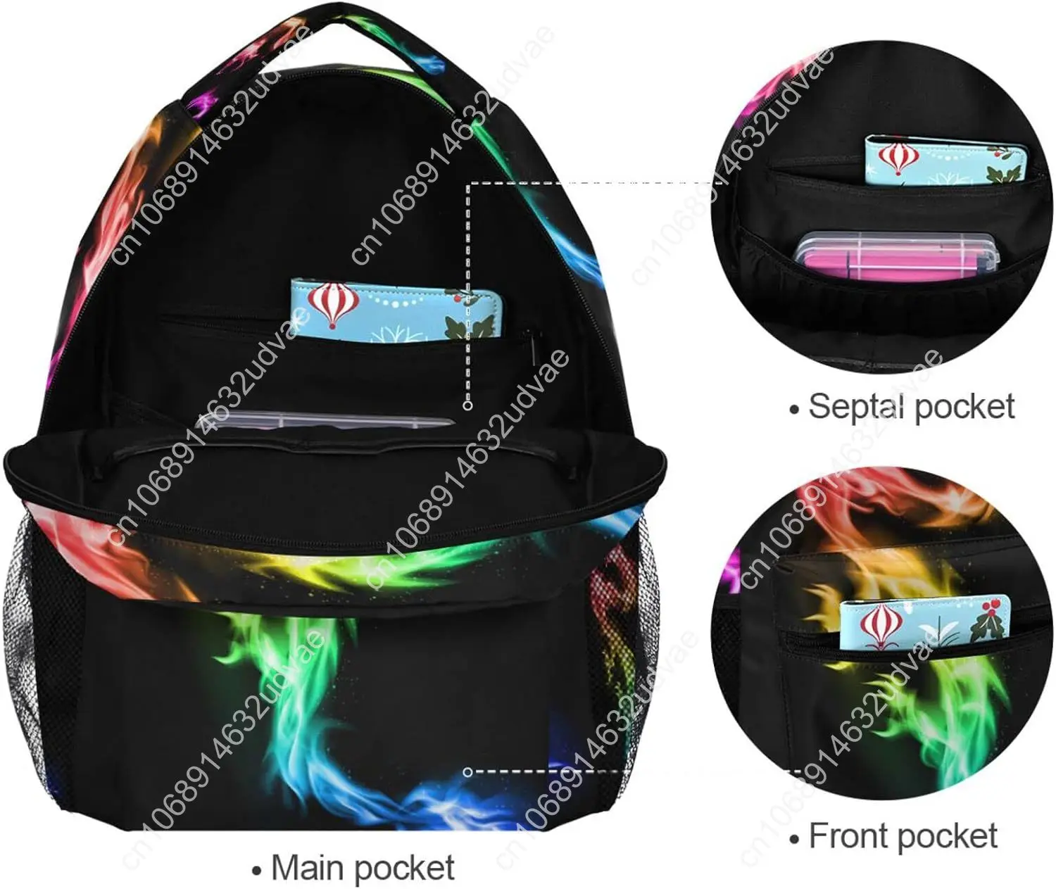 Школьный рюкзак fire rainbow dragon - Фотография_3