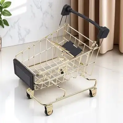 Мини-золотая корзина для хранения покупок для дома