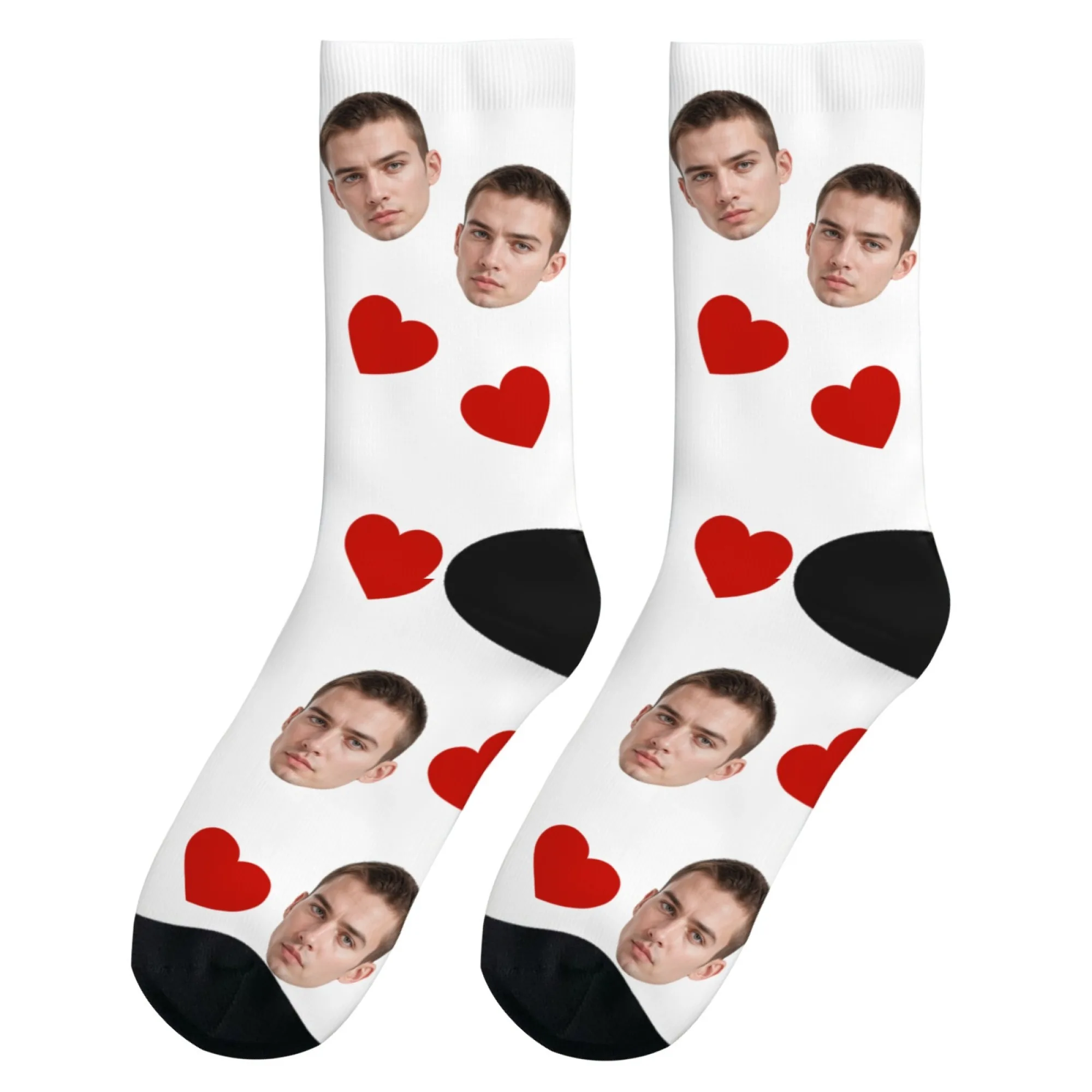 Носки для лица и экипажа на заказ с красными сердечками - Фотография_5