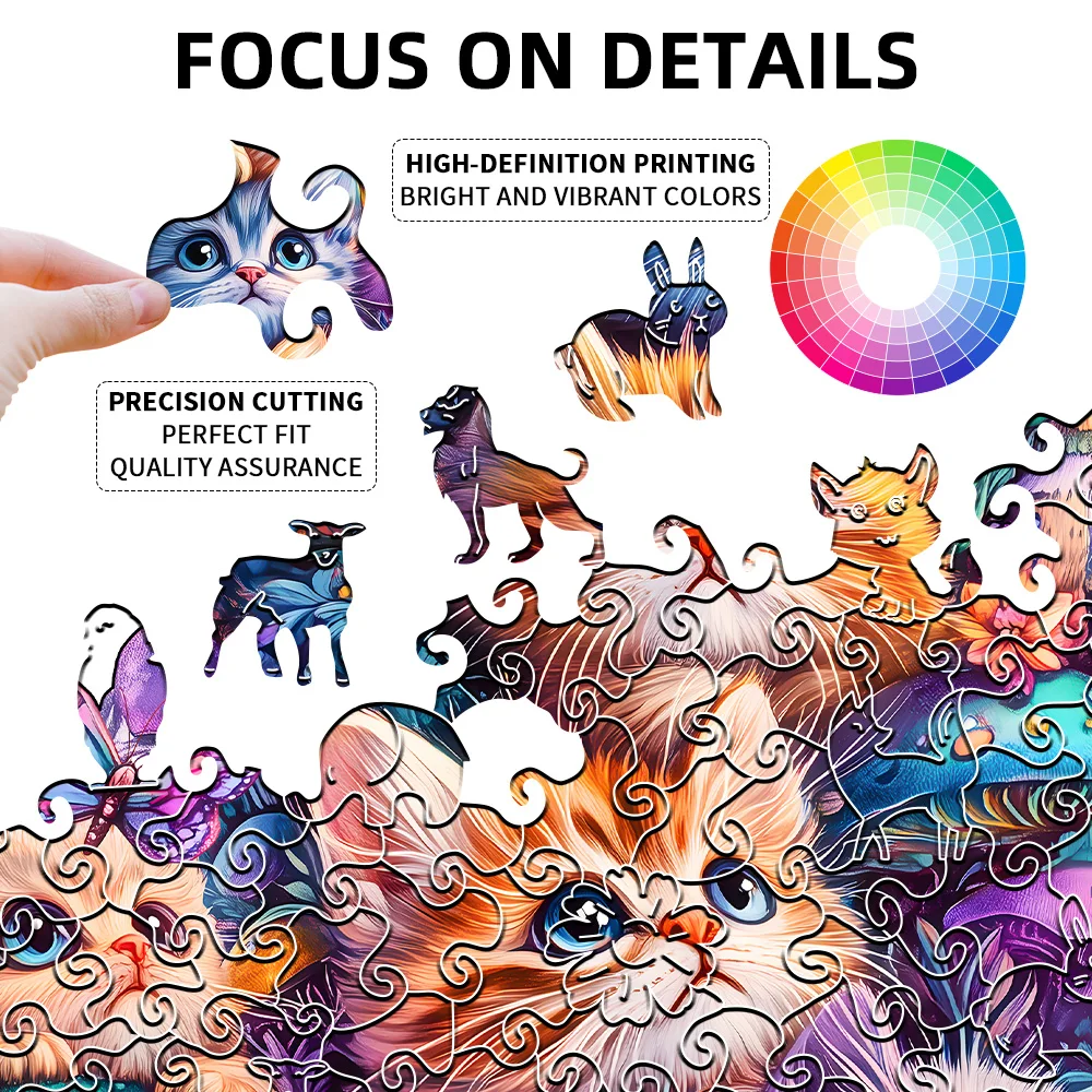 Деревянный пазл для взрослых challenge — забавный дизайн кота - Фотография_6