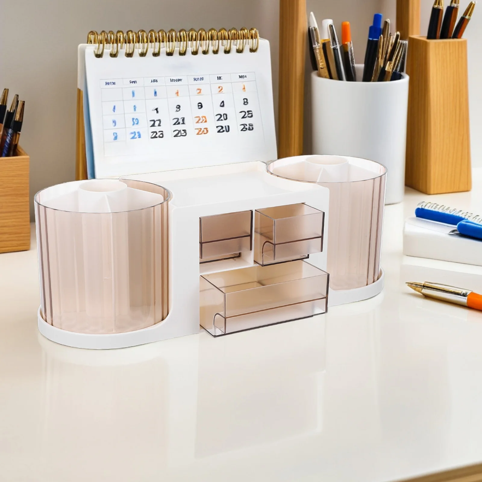 Двойной вращающийся держатель для ручек с выдвижным ящиком