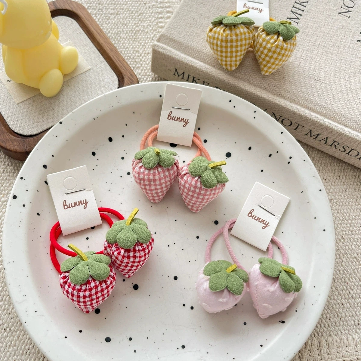 Эластичные ленты для волос с рисунком клубники для девочек - Фотография_5