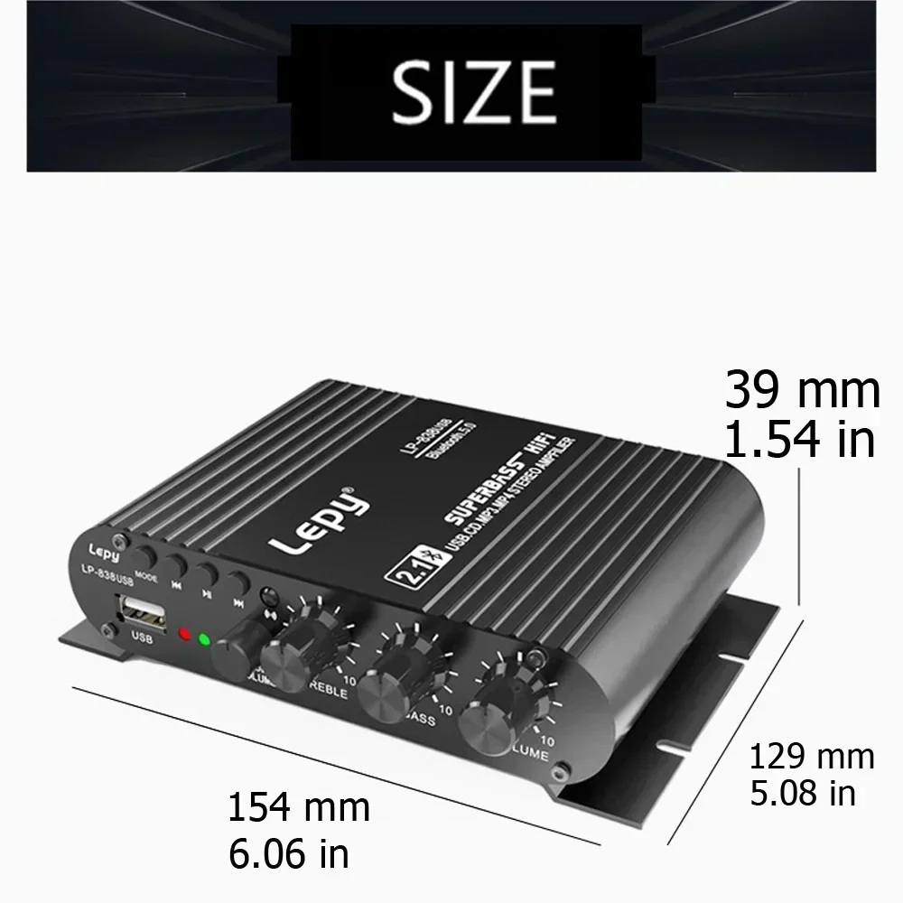 Аудиоусилитель lepy 838usb bluetooth 5 - Фотография_5