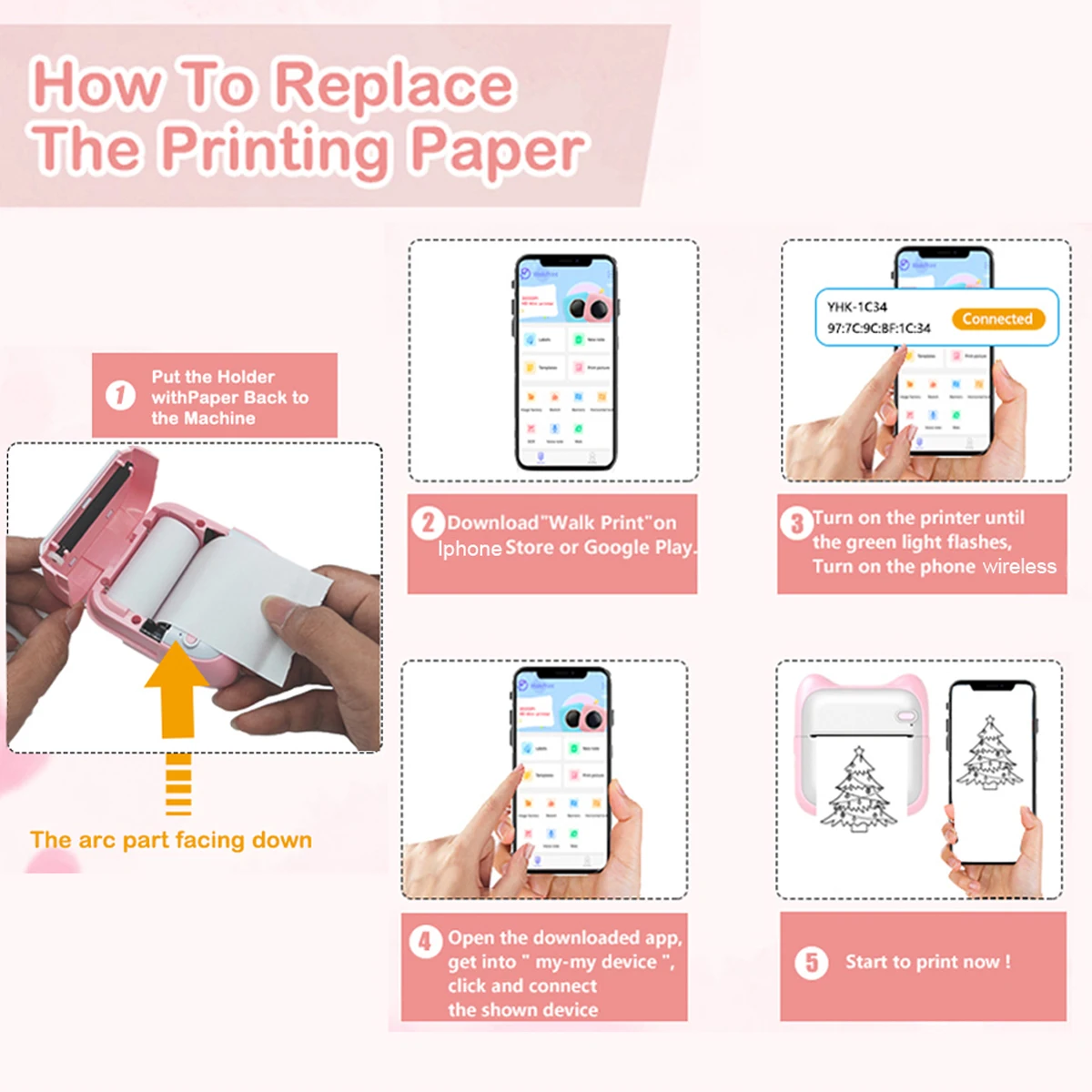 Мини-принтер, портативный термопринтер эффективно и быстрый - Фотография_4