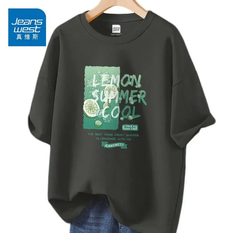 Женская футболка из чистого хлопка с буквенным принтом - Фотография_3