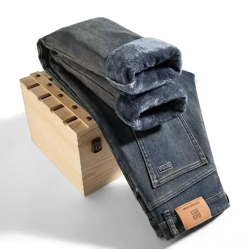 Джинсы мужские зимние прямые с флисовой подкладкой - Фотография_2