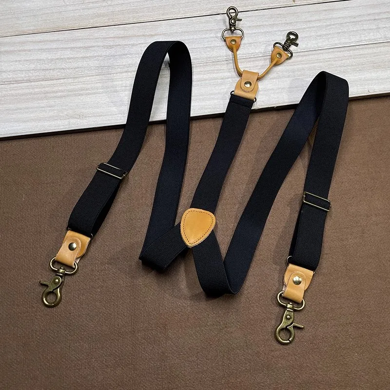 Винтажные кожаные подтяжки 3 см