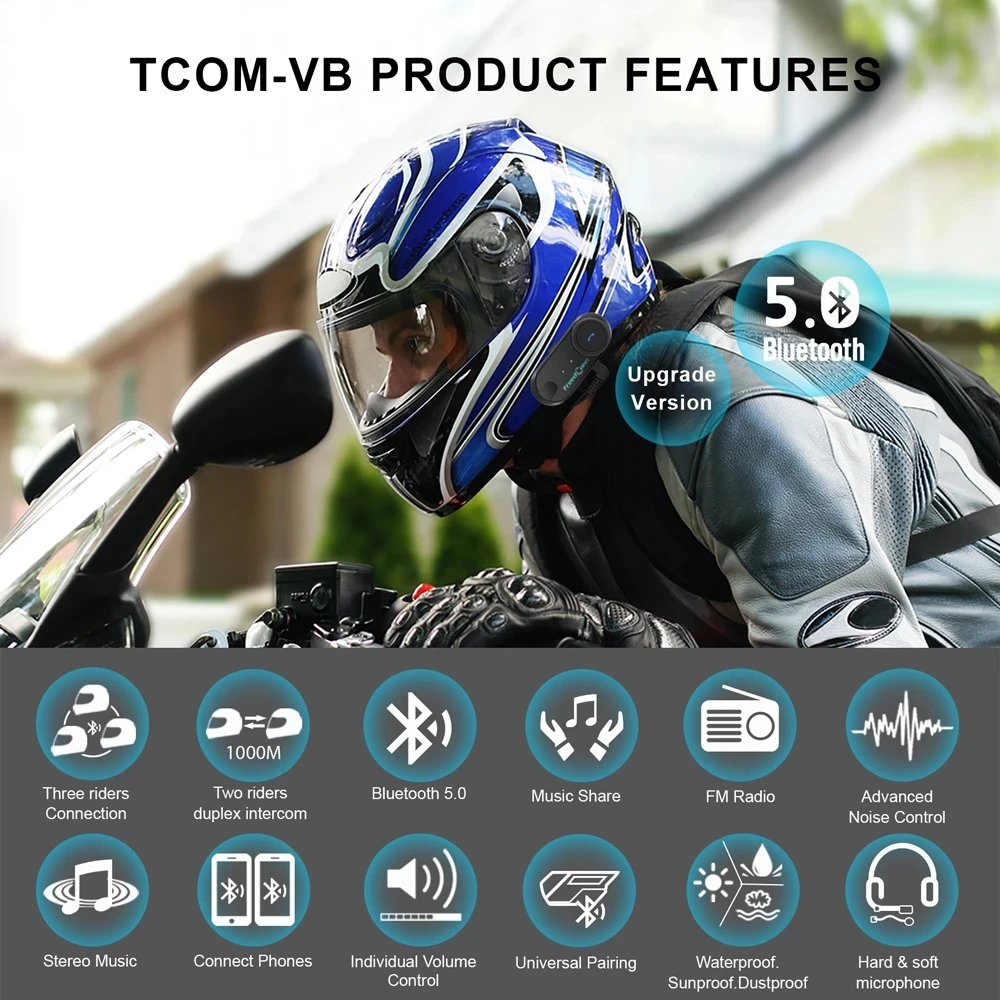 Гарнитура для мотоциклетного шлема freedconn tcom vb - Фотография_2