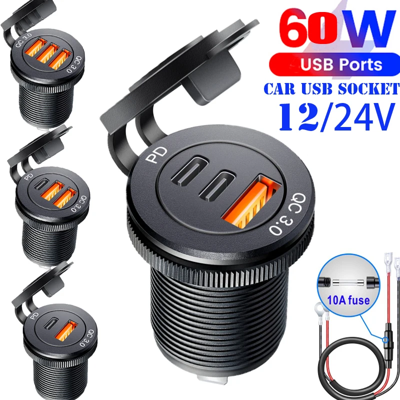 Usb-разъем в автомобиле quick charge pd 3