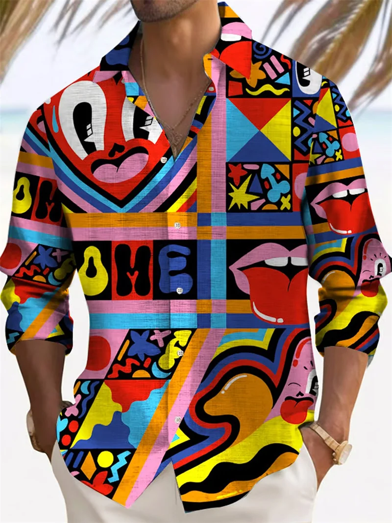 Мужская рубашка с длинными рукавами и принтом - Фотография_3