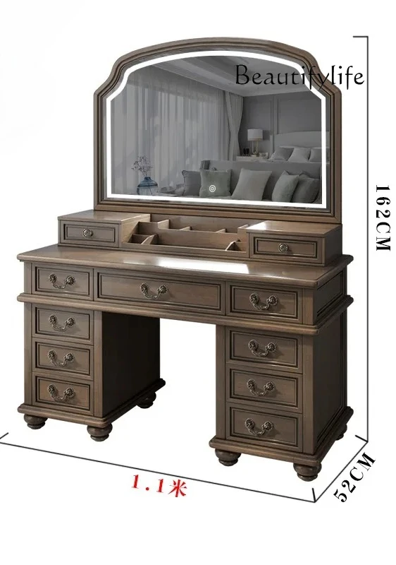 Большое зеркало большой емкости из чистого массива дерева с лампой