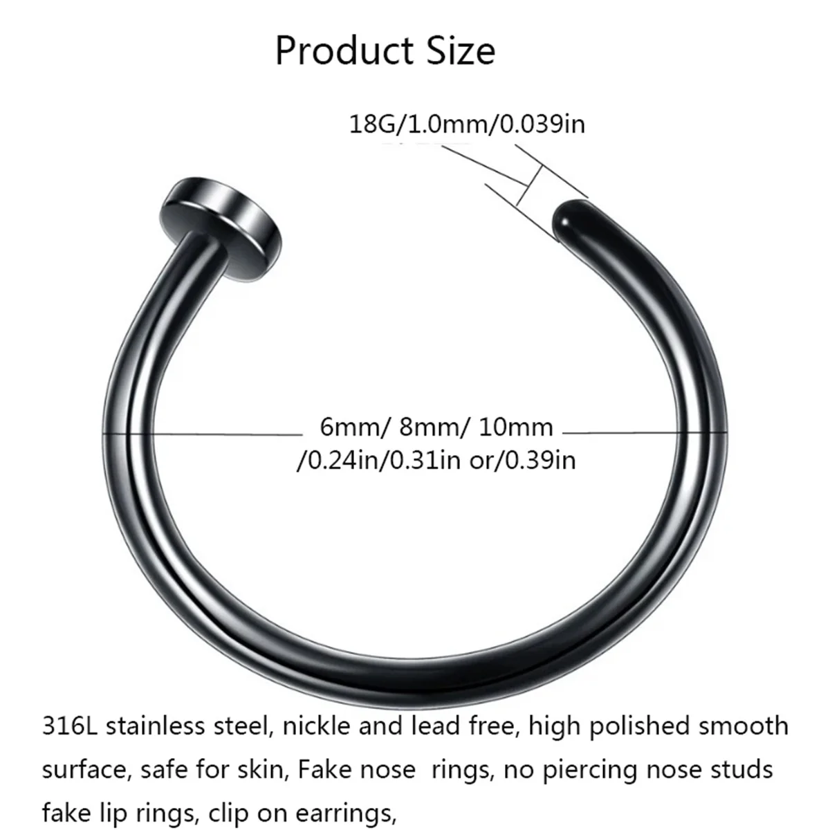 20 г поддельные кольца в носу для женщин и мужчин - Фотография_3