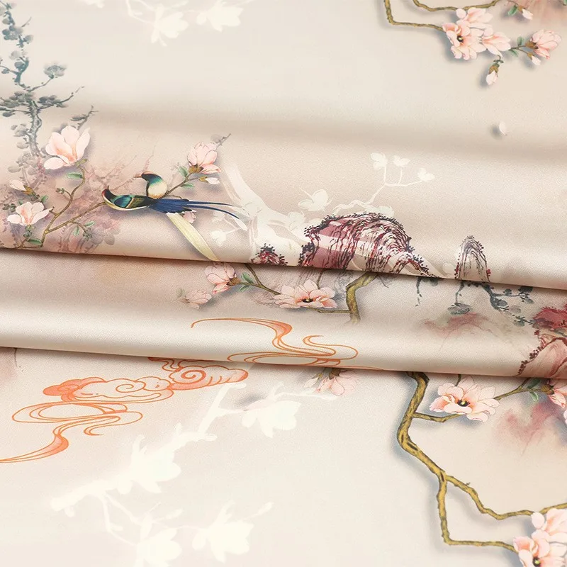 Ацетатная атласная ткань с принтом