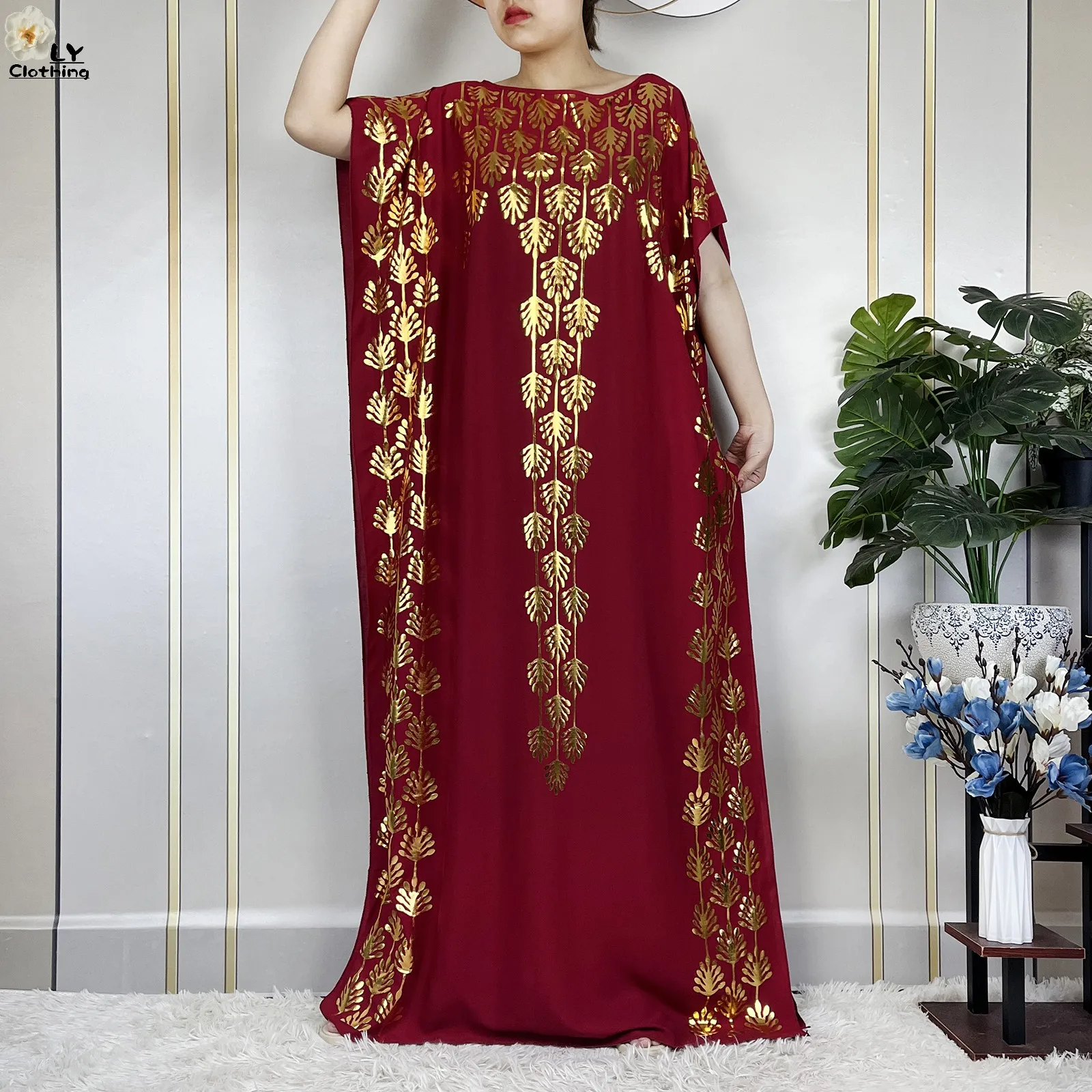 Летнее свободное хлопковое платье с коротким рукавом - Фотография_6