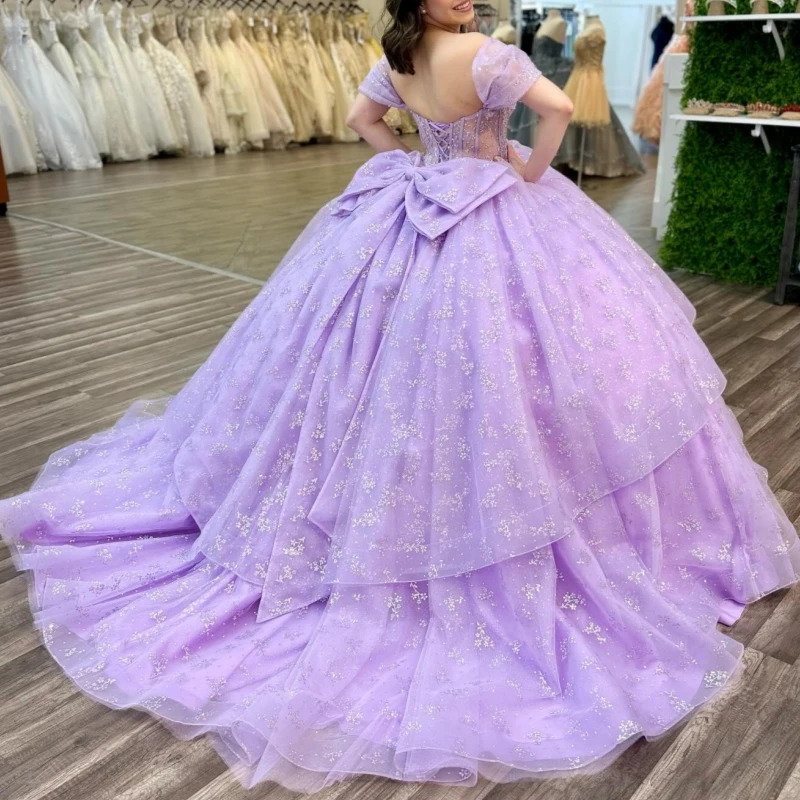 Лавандовое блестящее бальное платье - Фотография_4