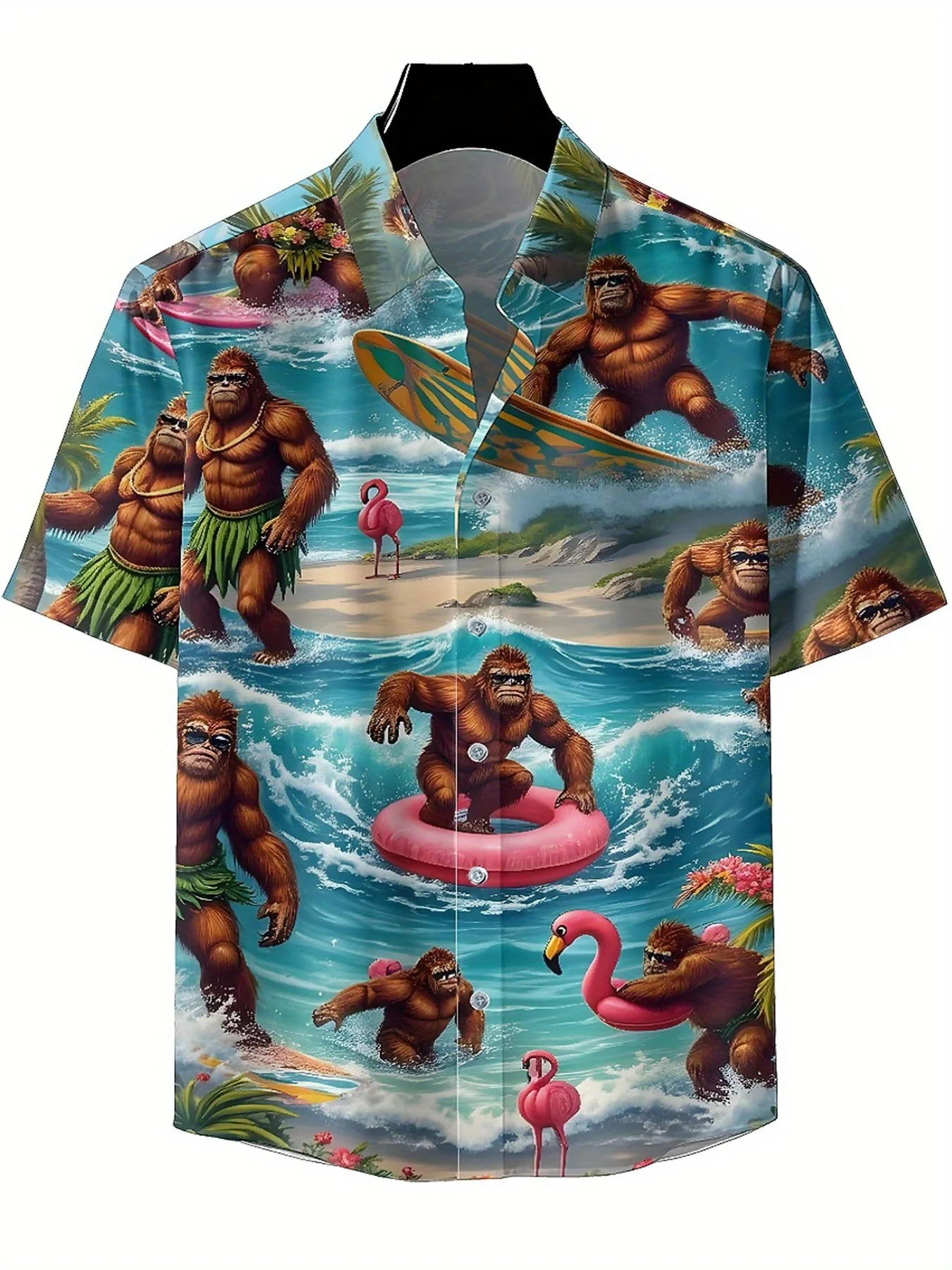 Мужские гавайские рубашки больших размеров с рисунком gorilla beach - Фотография_2