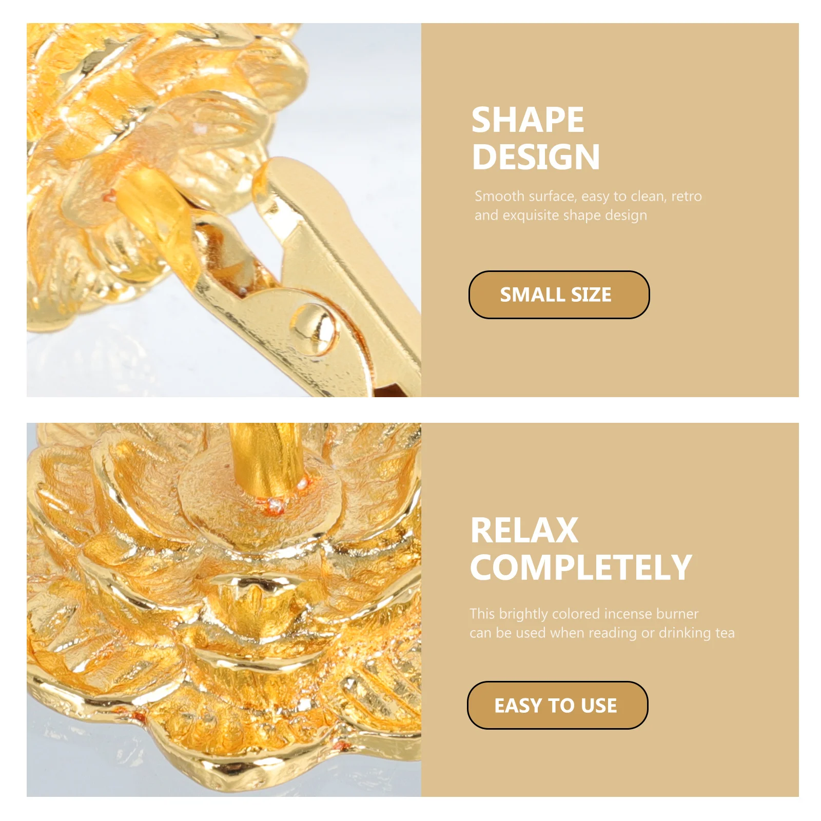 Позолоченный зажим для благовоний будда-гладкая ретро-форма для медитации - Фотография_5