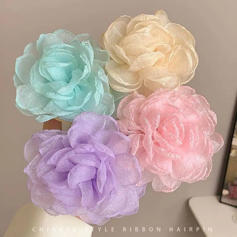 Сетчатый милый цветочный зажим для волос для девочек для женщин - Фотография_5