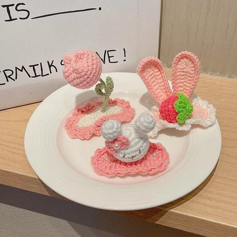 Милая вязаная заколка для волос для девочек - Фотография_3