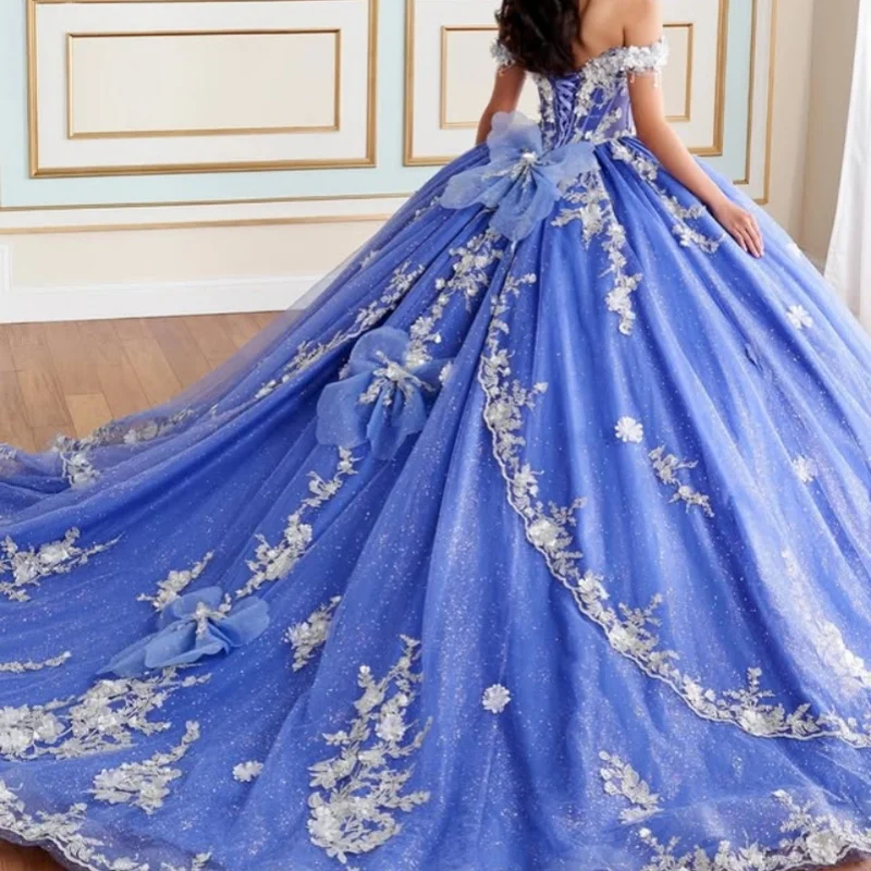 Блестящее темно-синее платье quinceanera - Фотография_2