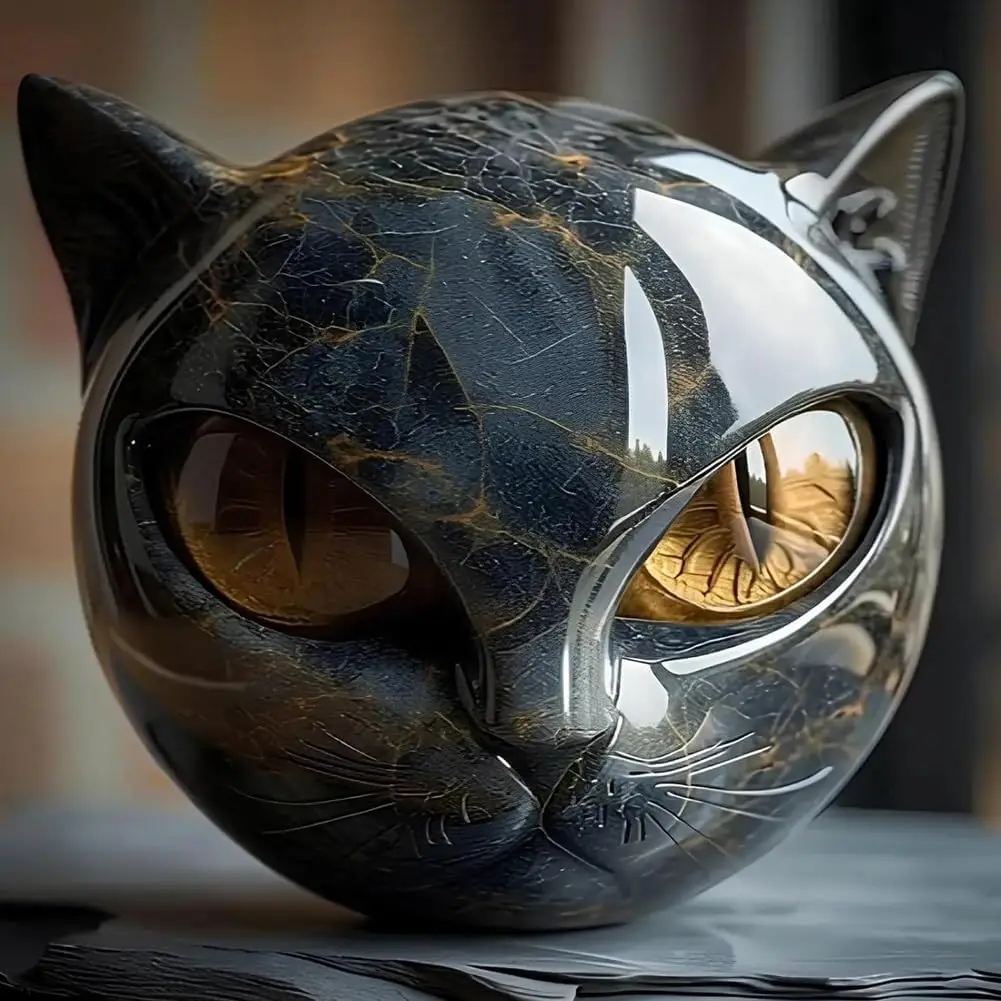 Роскошная скульптура из смолы черного кота - Фотография_5