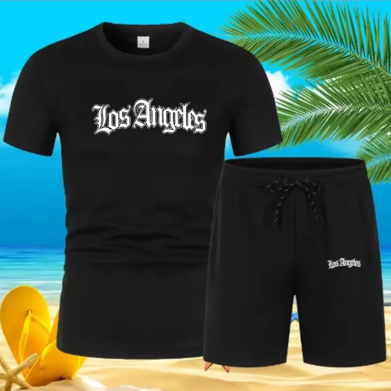 Мужская летняя футболка с буквенным принтом лос-анджелеса