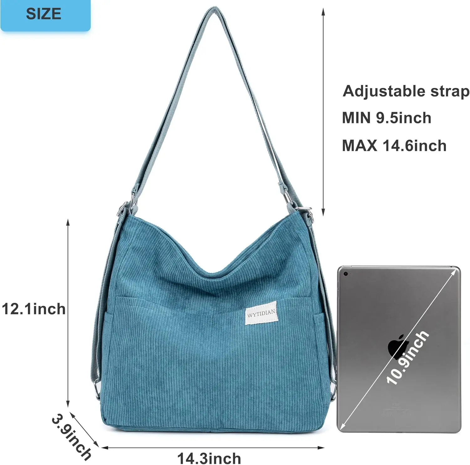 Вельветовый рюкзак-тоут сумка через плечо для женщин - Фотография_2