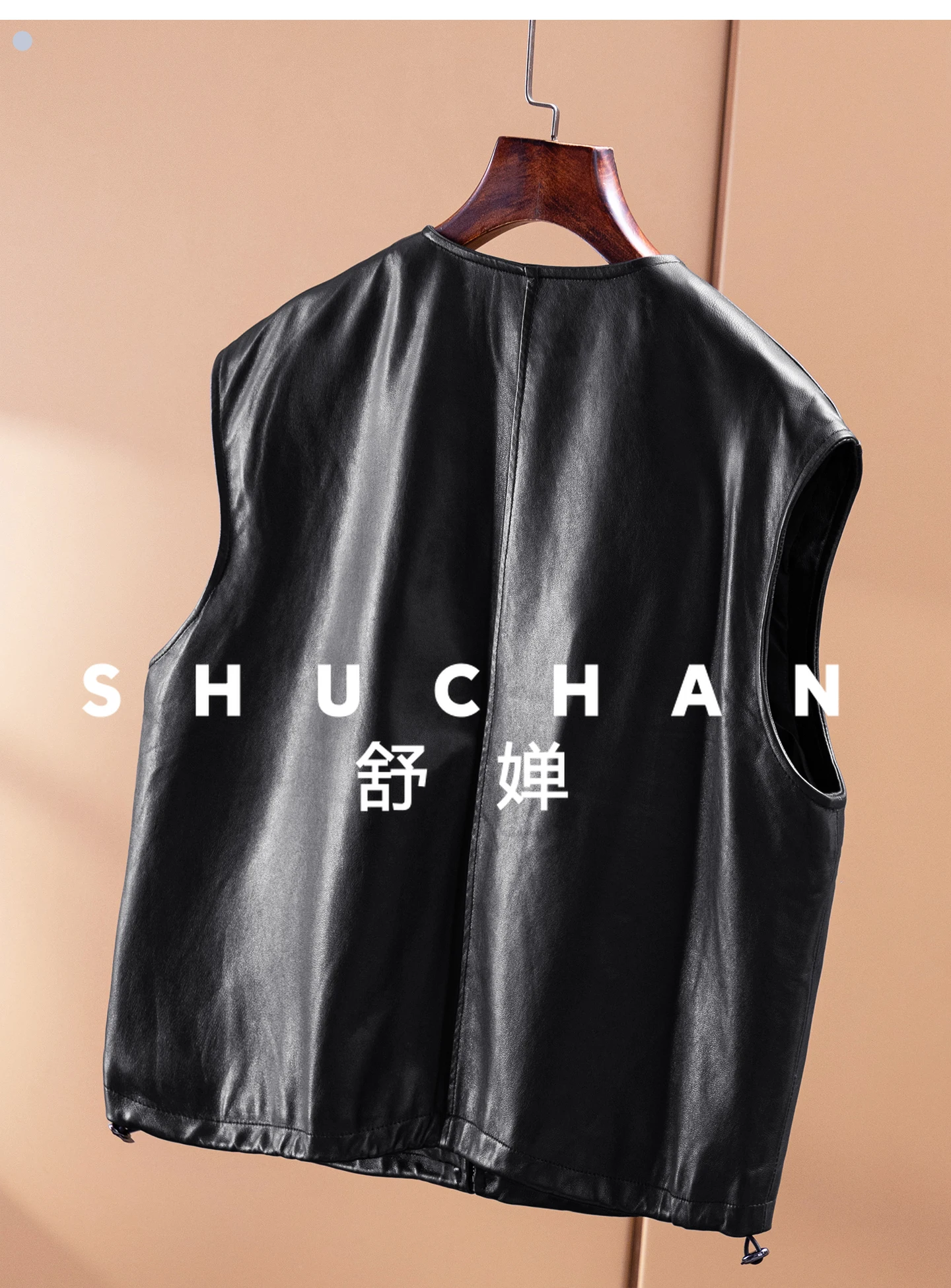 Кожаная куртка из овчины с круглым вырезом - Фотография_6