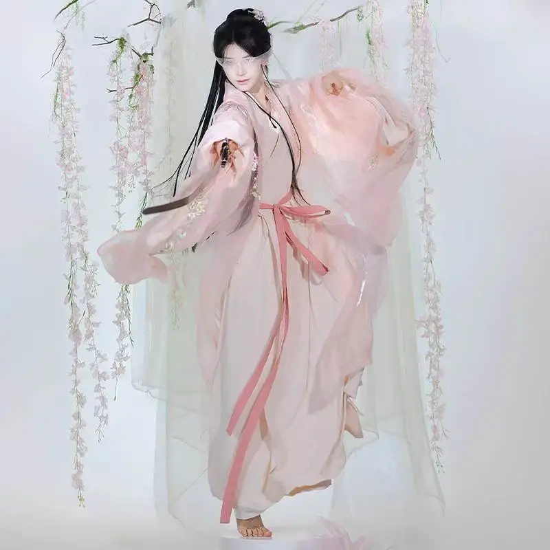 Розовый вышитый ханьфу для мужчин и женщин - Фотография_5