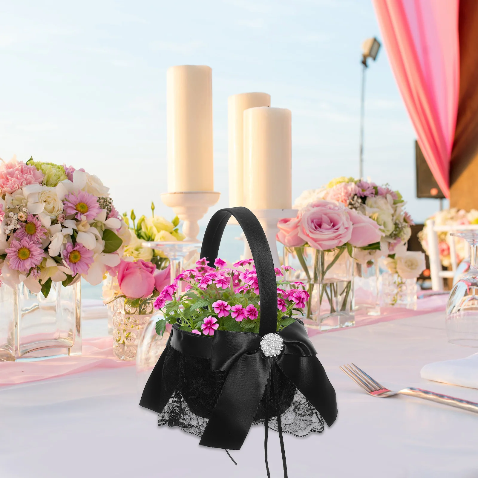 Черная элегантная цветочная корзина - Фотография_4