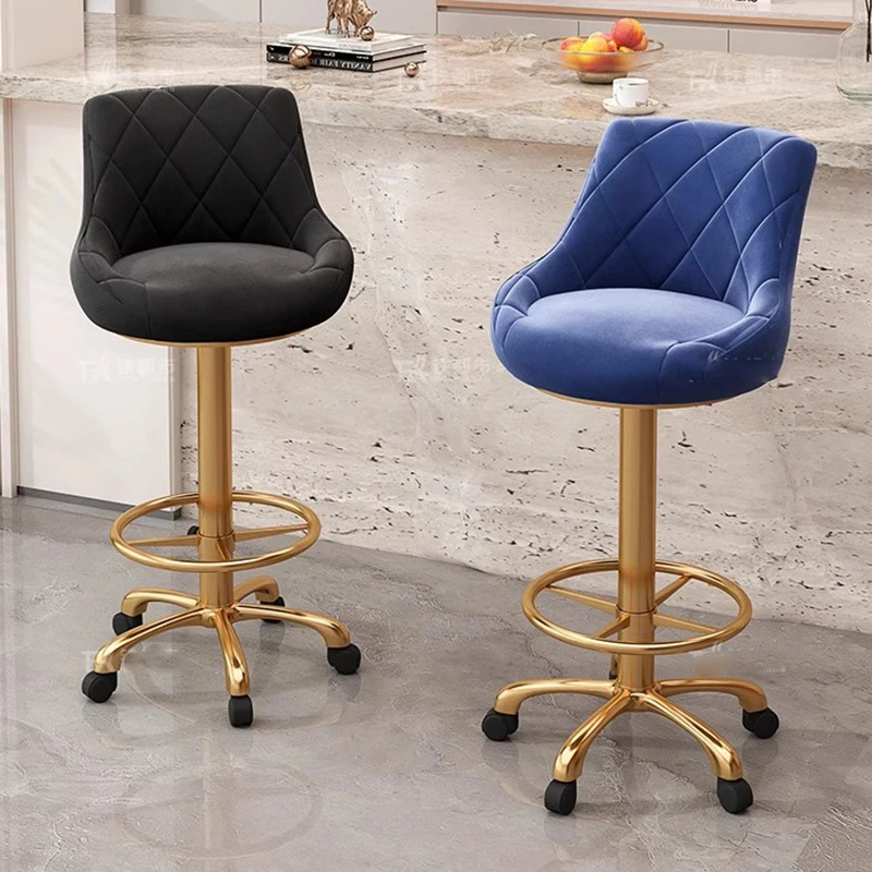 Бархатные дизайнерские барные стулья - Фотография_4