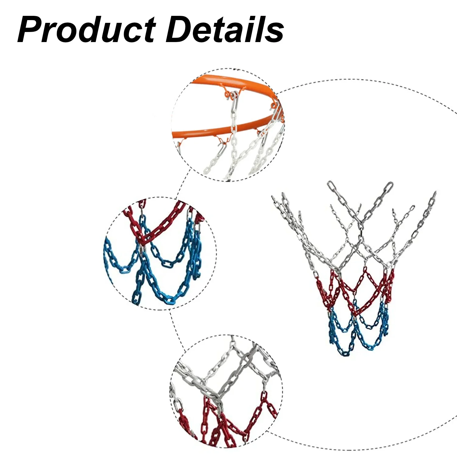 Сверхмощная металлическая цепная баскетбольная сетка - Фотография_3